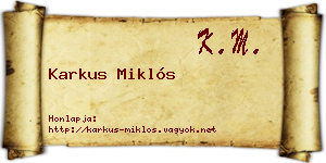 Karkus Miklós névjegykártya